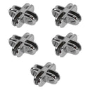 5 Pcs Chrome 4-Way Glass Cube Connector Clip – For 3/16” Tempered Glass Shelf & Modular Retail Display Cubes