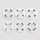 60 Pcs 3-1/2" Clothing Rack Size Dividers SIZE XS S M L XL XXL, White Plastic Round Hanger Dividers for Retail Store & Closet Organization