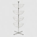 63"H Basket Spinner Clothes Rack Display, Retail Storage Dump Bin Fixture with 4 Wire Baskets 22" Wide, Rotating Garment & Merchandise Organizer for Store & Boutique