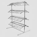 37''L x 48''W x 66''H Chrome Double Sided Shoe Rack Display Fixture, Retail Shoe Storage Organizer with 8 Shelves, Holds 60–80 Pairs, Freestanding Closet & Store Display