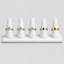 8" x 2" x 2-1/4" White Faux Leather Five Finger Ring Display, Jewelry Holder Stand for Multiple Rings, Wedding Bands & Engagement Rings, Retail Showcase Display