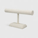 12" x 6" Beige Linen Oval Single T-Bar Watch & Bracelet Display – Jewelry Holder for Watches, Bangles & Bracelets, Retail Counter & Showcase Display