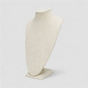 8" x 17" Beige Linen Tall Necklace Display Stand – Fabric Jewelry Holder for Pendants & Chains, Vertical Retail Counter & Showcase Display