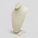 8-1/4" x 5" x 14-1/2" Beige Linen Tall Necklace Display Stand – Fabric Jewelry Holder for Pendants & Chains, Vertical Retail Counter & Showcase Display