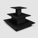 3-Tier Square Waterfall Display Table, 48”W x 48”D x 42”H Black Retail Merchandising Table for Store, Boutique & Showroom Floor Display