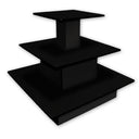3-Tier Square Waterfall Display Table, 48”W x 48”D x 42”H Black Retail Merchandising Table for Store, Boutique & Showroom Floor Display
