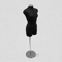 Black 22"–43" Adjustable Height Female Mannequin Torso with Neck Block & Chrome Base Dress Form for Sewing, Tailoring & Retail Display