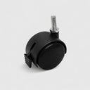 2 Pcs 2” Black Twin Swivel Caster Wheels with Brake PVC Nylon Casters, 5/16” x 1” Threaded Stem for Carts, Furniture & Displays