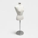 Cream Adjustable Female Mannequin Blouse Form, Dressmaker Torso with Neck Block & Chrome Base for Sewing, Tailoring & Retail Display