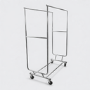 66" Height Adjustable Double Bar Clothing Rack with Wheels, Rolling Retail Garment Display Rack Hanger Stand for Apparel Storage