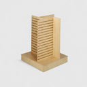 54”H Maple 4-Way Slatwall Merchandiser, Pinwheel Floor Display Stand Fixture for Retail Store, Rotating Slatwall Panel Rack for Merchandising