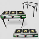 30,000 BTU Portable Propane Gas Range With STAND, 3 Burner Stove with Auto Ignition, Outdoor Grill Camping Cooker for Backyard, Tailgating & Events