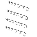 4 Pcs 16” Chrome Pegboard Waterfall Hook, 5-Hook J-Style Hanging Display for Retail Store & Merchandising