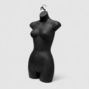 2 Pcs Black Plastic Female Mannequin Hanging Torso – Woman Body Shape Dress Form for Clothing, Lingerie & Retail Store Display
