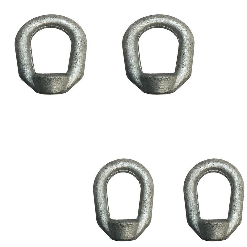 4 Pc 7/8" Thickness Hot Dipped Galvanized Eye Nut 1"-8 Tap Size, 9,500 lbs WLL, Lifting Hardware for Rigging & Industrial Use