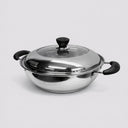 10" Stainless Steel Hot Pot Low Pot, Mirror Finish Cookware with Glass Lid, Wide Shallow Pot for Hot Pot, Soup, Noodles & Stew