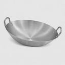 14" Stainless Steel Cantonese Style Wok Pan, Gourmet Chef Frying Pan with Double Handles, Traditional Round Bottom Wok for Stir Fry