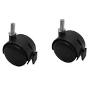 2 Pcs 2” Black Twin Swivel Caster Wheel with Brake PVC Nylon Caster, 3/8” x 1” Threaded Stem for Carts, Furniture & Displays