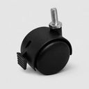4 Pcs 2” Black Twin Swivel Caster Wheel with Brake PVC Nylon Caster, 3/8” x 1” Threaded Stem for Carts, Furniture & Displays