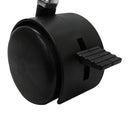 4 Pcs 2” Black Twin Swivel Caster Wheel with Brake PVC Nylon Caster, 3/8” x 1” Threaded Stem for Carts, Furniture & Displays