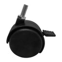 8 Pcs 2” Black Twin Swivel Caster Wheel with Brake PVC Nylon Caster, 3/8” x 1” Threaded Stem for Carts, Furniture & Displays