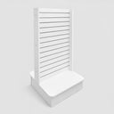 25” x 25” x 54” White 2-Way Slatwall Merchandiser Display Tower, Double-Sided Retail Floor Stand Fixture for Store, Boutique & Commercial Merchandising