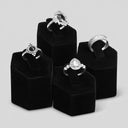 4 Ring Black Velvet Pedestal Display Stand – Jewelry Holder with Metal Ring Clips for Retail, Boutique & Showcase Displays