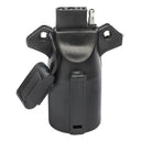 Universal 7-way RV blade to 4-flat trailer adapter plug for towing and signal lights.