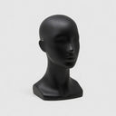 13" H Matte Black Fiberglass Female Mannequin Head, Retail Display Fixture for Wigs, Hats, Jewelry & Accessories