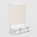 White 48”W x 20”D x 80”H Slatwall Wall Unit, L-Shaped Retail Display Tower Floor Stand Fixture for Store, Boutique & Commercial Merchandising