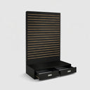 Black 48”W x 20”D x 80”H Slatwall Wall Unit, L-Shaped Retail Display Tower Floor Stand Fixture for Store, Boutique & Commercial Merchandising