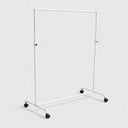 43"W x 23-1/2"D White Pipeline Single Rail Ballet Clothing Rack, Rolling Garment Rack with Wheels for Retail Display & Home Storage
