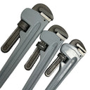 3 Pc Aluminum Pipe Wrench Set – 14", 18", 24" Adjustable Plumbing Pipe Wrenches, Lightweight Straight Plumber Wrench Set for Pipes & Fittings