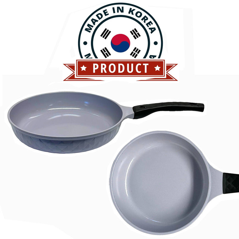 12" Ceramic Coating Interior and Exterior Cooking Frying Pan, Made In Korea