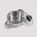 3 Qt Stainless Steel Stock Pot with Glass Lid – Cooking Pot with Double Side Handles, Even Heating Sauce & Soup Pot for Daily Cooking