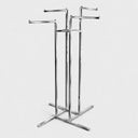 4 Way Chrome Clothing Garment Display Rack – Adjustable Clothes Hanger Stand 52" to 73", Retail Store Fixture for Apparel