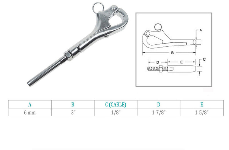 Stainless Steel T316 Pelican Hook Shackle For Cable Wire Boat Yacht