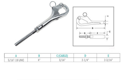 Stainless Steel T316 Pelican Hook Shackle For Cable Wire Boat Yacht