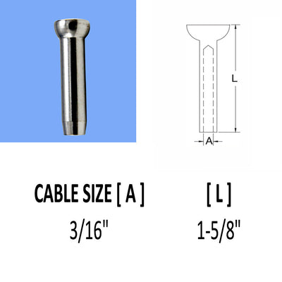 10 Pcs Set 1/4, 1/8", 3/16" Cable Railing Swage Stemball Fittings T316 Stainless Steel For Wood Post
