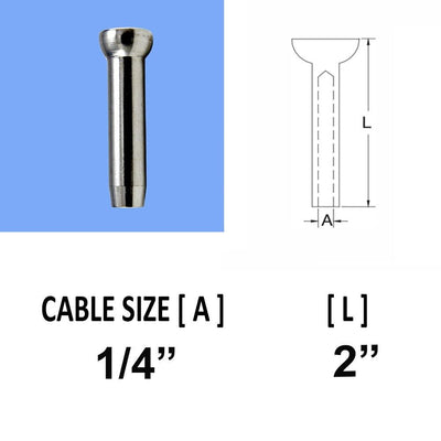 1/4'' Stainless Steel T316 Swage Stemball For Wood Post Cable Railing 10 Pc