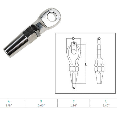 Marine Boat Swageless Eye Cable Rail Railing Wire Rope T316 Stainless Steel