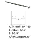 1/4" Threaded Drop Pin Hand Swage Stud Turnbuckle Cable Stainless Steel T316
