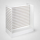 48”W x 24”D x 54”H White Slatwall Gondola Display,  Retail Store Floor Fixture, Double-Sided Merchandising Unit for Boutique, Convenience & Commercial Use