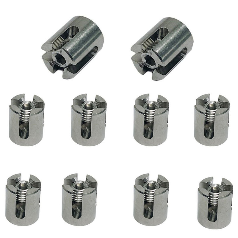 Stainless Steel Cross Cable Clamps for 1/4" Rope Wire Cables Railing Wire 10 Pcs