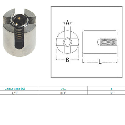 Stainless Steel Cross Cable Clamps for 1/4" Rope Wire Cables Railing Wire 10 Pcs