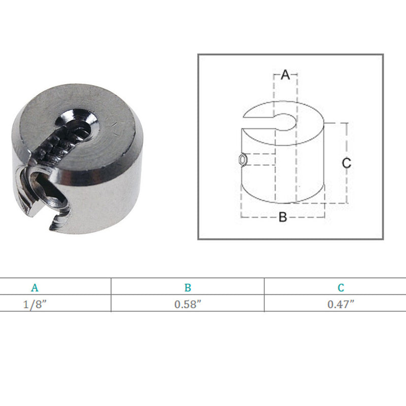 Marine Single Piece Cable Clamp Railing Rope Wire Stainless Steel