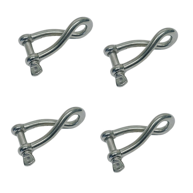 5/16" Stainless Steel 316 Twisted Shackle Screw Pin,1000 Lb WLL Marine Grade 4PC