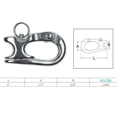 Marine Boat 2" Rope Sheet Snap Shackle Rope 1,000 Lbs WLL Stainless Steel 4 Pcs