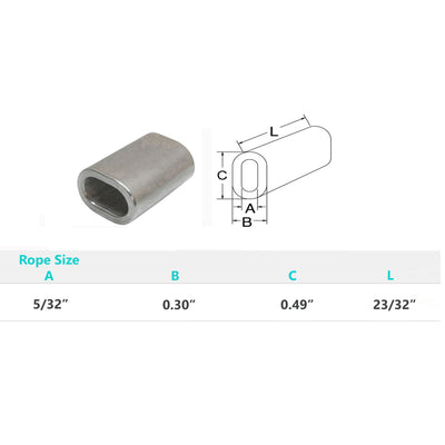 10 Pc Marine Stainless Steel Wire Rope Cable Clip 5/32" Oval Sleeve Crimping Tube Connector