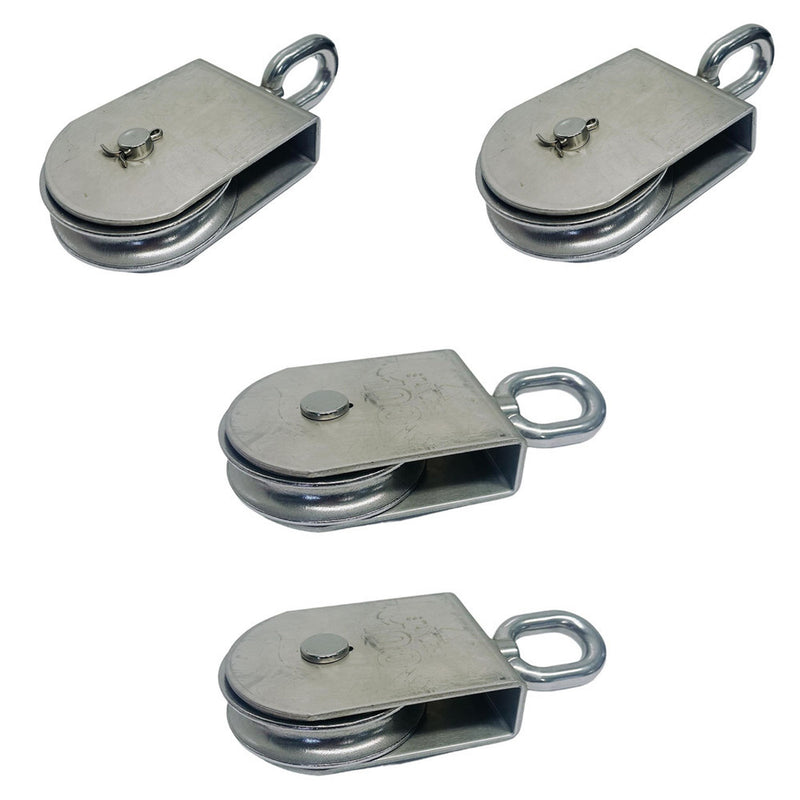 Marine 2" Sheave Square Block 3/8" Rope Pulley 1000Lb WLL Stainless Steel 4 Pcs